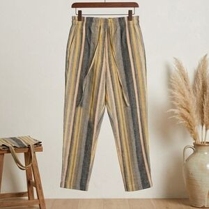 beachlunchlounge Yellow and Gray Striped Drawstring Joggers